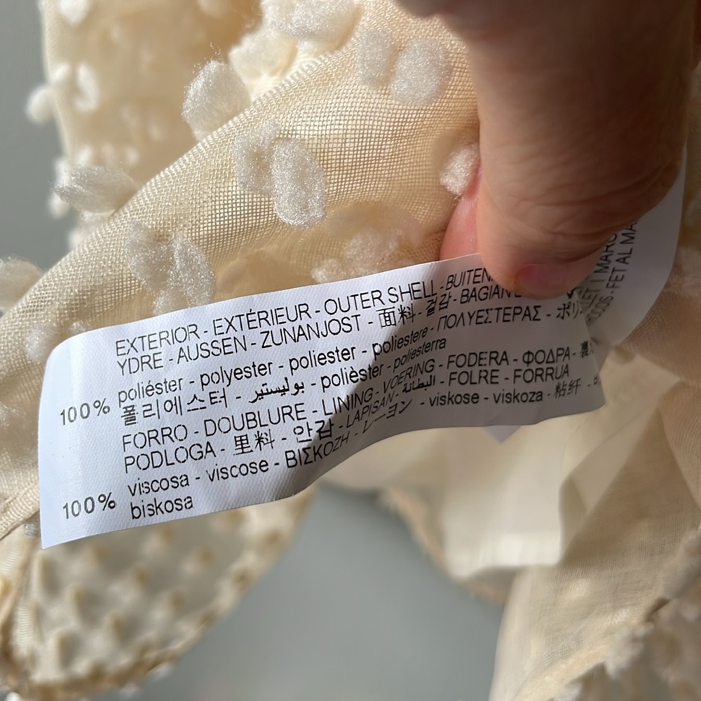 Zara Cream Flocked Tiered Dress for Girls - Picture 8 of 8